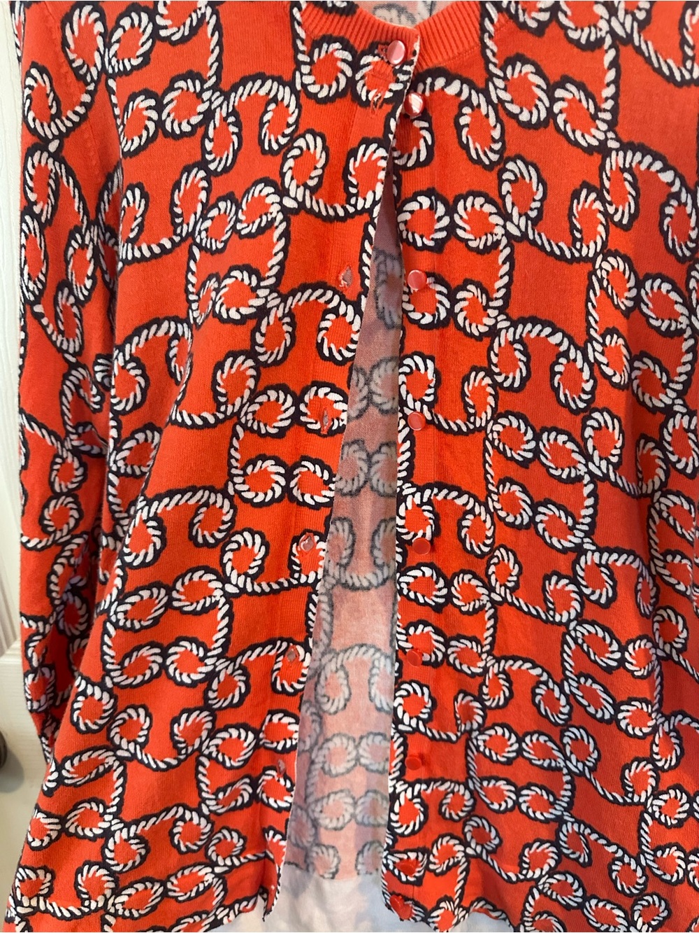 crown & ivy Red Rope-Print Crewneck Sweater
